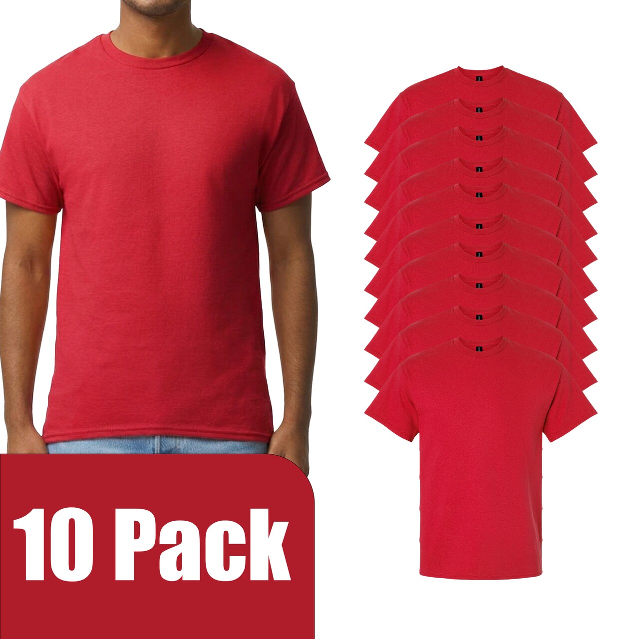 Gildan Men's Ultra Cotton Short Sleeve T-Shirt, Adult Crewneck Blank Tee for DIY Printing, Red, S–5XL